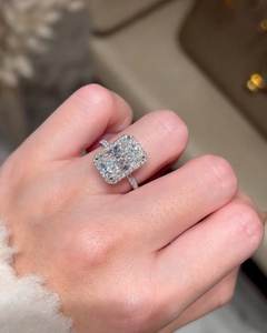4.5 Carat Radiant Cut Diamond Engagement <b>Ring</b> for Women | Hidden Halo <b>Solitaire</b> Wedding <b>Ring</b> IGI Certified Gold - Product Image 1