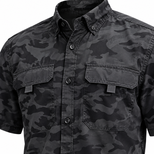 Camisa de Pesca Personalizada para Hombre, Negra con Camuflaje, Manga Corta, con Botones, para Actividades al Aire Libre, con Dos Bolsillos en el Pecho, Fabricante - Product Image 6