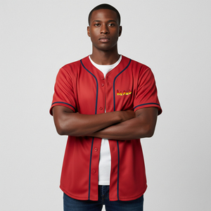 Maillot de baseball respirant le plus vendu pour hommes, 100 % polyester, couleur unie, personnalisable, grandes tailles, antibactérien - Product Image 1