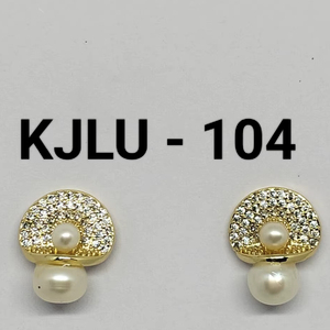 ต่างหูมุกน้ำจืดต่างหูทองเหลืองชุบทองป้องกันการเสื่อมเสียสำหรับผู้หญิง - Product Image 4