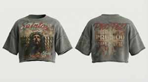 T-shirt Homme Hip Hop Streetwear Personnalisé Décontracté d'Été en Polaire Respirant Coupe Ample Col Rond Effet Vieilli Ourlet Brut Épaules Tombantes - Product Image 3