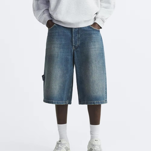 High Quality Washed Black Customized Knee Length Man Denim <b>Jeans</b> 2026 Summer Vintage Jorts <b>Men's</b> Baggy <b>Jeans</b> Shorts for <b>Men</b> - Product Image 4
