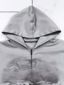 Custom 100% Cotton Oversized Vintage Acid Wash Hoodie Ripped Distressed DTG Printed Plus Size Men <b>Sweatshirt</b> - Product Image 2