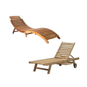 Chaise longue en bois de plage extérieure pour le côté de la piscine et les meubles de jardin - Product Image 2