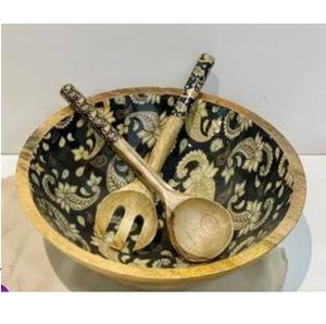 Tazón de Madera de Acacia para Frutas y Ensaladas, con Adhesivo Esmaltado Impreso, el Más Vendido para Hoteles y Restaurantes, Venta al por Mayor - Product Image 1