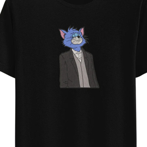 Camiseta Gráfica Personalizada de Estilo Urbano, Camiseta Oversize con Estampado de Gato Azul, Unisex, Casual, Holgada, de Algodón de Alta Calidad - Product Image 3