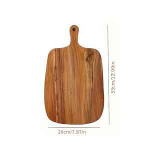 Acacia <b>Wood</b> Cutting Board with Handle | Cheese Bread <b>Fruit</b> & <b>Veg</b> | Food-Safe Serving Board - Product Image 2