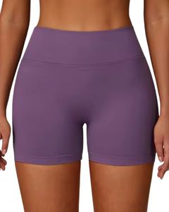 Conjunto de sujetador sin costuras y pantalones cortos de cintura alta para mujer, morado, suave, elástico, transpirable, moldeador, ropa deportiva, conjunto para hacer ejercicio y fitness. - Product Image 4
