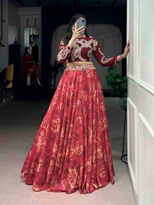 Tasar Silk Printed with Sequins and Thread Embroidery <b>Work</b> <b>Belt</b> new design 2026 - Product Image 3