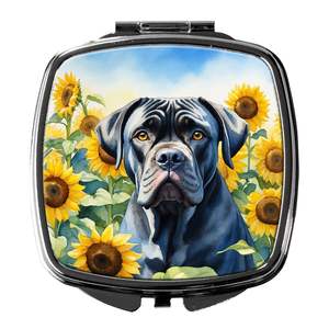 Cane Corso Tournesols Miroir de maquillage à main pliable compact Miroir de poche décoratif taille voyage pour femmes et filles - Product Image 1