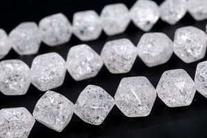 Perles de quartz blanc cristallin à motif craquelé, facettées, en forme de pépites, naturelles authentiques, brin complet, perles en vrac, 15,5 pouces, en gros - Product Image 6