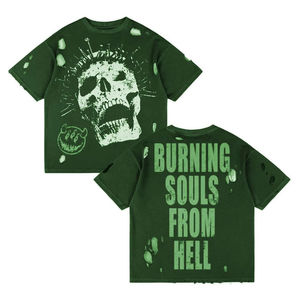 Camiseta Negra Oversize de Algodón Grueso Lavado con Estampado Gráfico para Hombre, Venta al por Mayor OEM, Camisetas Casuales Personalizadas - Product Image 3