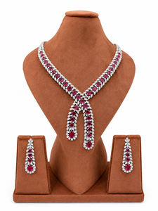 Luxury Rhodium Plated Brass Zircon <b>Necklace</b> and Earring Set Elegant Bridal Wedding Gift <b>Statement</b> Jewelry - Product Image 2