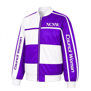 NCNW Sorority Council Women Varsity <b>Jacket</b> Purple & <b>White</b> Color Block Zipper Front NCNW Logo Women's Baseball <b>Jacket</b> - Product Image 5