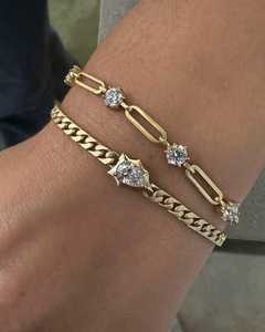 Pulsera de eslabones tipo clip con diamantes, oro macizo auténtico de 14K y 18K, para uso diario, con diamantes cultivados en laboratorio CVD HPHT, precio de fábrica al por mayor - Product Image 6