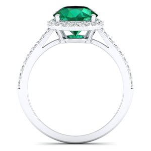 Anillo de compromiso REYES de plata de ley 925 con esmeralda de corte redondo de 1.75 quilates y moissanita para mujer, precio mayorista - Product Image 4