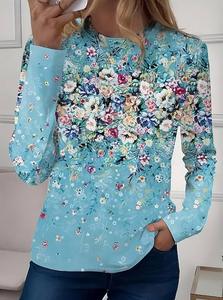 Blusa de Algodón para Mujer, Estampado Floral, Dulce, Larga, Transpirable, Casual, Verano 2026, con Estampado de Corazones, Hombros Descubiertos, con Ribete de Encaje - Product Image 1