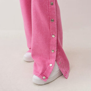 Unisex Acid Wash Snapway Winter Breathable Full-Length Wide Leg Joggers <b>Elastic</b> <b>Waist</b> Polyester/Cotton 300g Terry Fleece - Product Image 2
