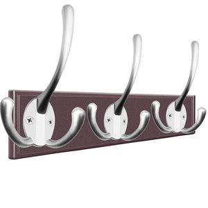 Aluminium Double <b>Wall</b> Hook Heavy Duty Coat Hook for <b>Clothes</b> Towels Bags Hats Robes Keys <b>Wall</b> <b>Mounted</b> Hook Silver Finish - Product Image 2