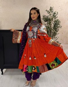 <b>Emerald</b> green maroon red <b>dress</b> Heavy embroidered tribal Kuchi <b>dress</b> Traditional coin work mirror <b>dress</b> - Product Image 5