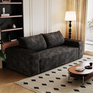 Set Divano in Tessuto Corduroy a 3 Pezzi da 180 cm, con Divanetto e Divano Lungo, Seduta Profonda, per Soggiorno, Camera da Letto, Sala Conferenze, 1 Pezzo, Nessun Montaggio Richiesto - Product Image 6