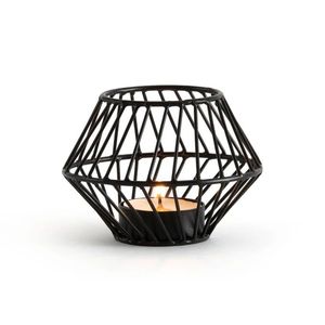 <b>Black</b> Diamond Shape Metal Tea Light Holder Heat Resistant Home Decoration <b>Lantern</b> - Product Image 1