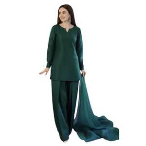 Farshi Shalwar Hand-embroidered Pakistani Traditional Wedding Dress Women Ethnic Cultural Fashion Salwar Kameez Crepe <b>Silk</b> Quick - Product Image 1