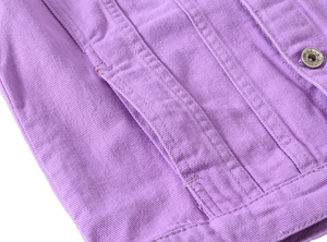 High Quality Men's Purple <b>Denim</b> Jacket Casual Button Front Solid Color Regular Fit Spring Style Cotton Woven <b>Coat</b> - Product Image 2