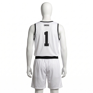 Ensemble short et maillot de basket réversible personnalisé 100 % polyester maille noir marbré blanc double face pour entraînement et match - Product Image 4