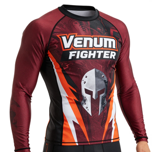 เสื้อรัดกล้ามเนื้อแขนยาว Venum Fighter Rash Guard สำหรับผู้ชาย แห้งเร็ว พิมพ์ลายหมวกนักรบ - Product Image 4