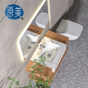 <span class=keywords><strong>Mobile</strong></span> <span class=keywords><strong>Bagno</strong></span> Sospeso di Lusso con Lavabo Semi-Incassato in Pietra Sinterizzata per Hotel - Product Image 6