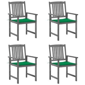 Ensemble de 4 chaises de patio durables en bois d'acacia massif, gris standard, mobilier de jardin - Product Image 1