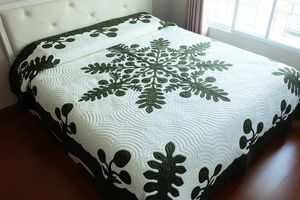 Colcha de Algodón con Apliques de Fruta del Pan, Diseño Botánico Hawaiano Personalizado, para Cama Queen/King, Acolchado a Mano, Ropa de Cama Estilo Retiro Isleño - Product Image 5