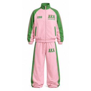 Ensemble de survêtement rose et vert Alpha Kapa Alpha pour femme – Hoodie et pantalon de jogging à manches longues, tenue décontractée assortie avec motif lettres - Product Image 5