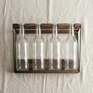 Porte-vin moderne en bois et métal, parfait pour quatre bouteilles, organisateur pour bar à domicile et comptoir de cuisine, fabriqué à la main en Inde - Product Image 2