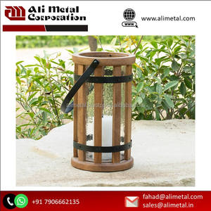 Linterna industrial de madera y metal personalizable Luce para decoración de bodas y Navidad en el jardín del hogar - Product Image 4