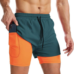 Two Tone Gym <b>Shorts</b> <b>Men</b> 2 in 1 Quick Dry Polyester Athletic <b>Shorts</b> with Contrast <b>Compression</b> Liner Workout Sports <b>Shorts</b> - Product Image 1