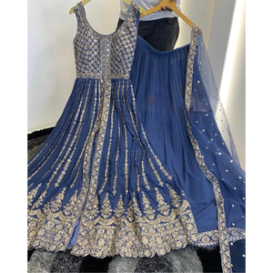 Designer Women's Heavy Faux Georgette Top Lehenga & Dupatta <b>Set</b> for Party Wear Look - Product Image 6