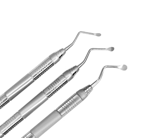 LucaGerman Ensemble de 3 curettes à os dentées en acier inoxydable, outils manuels de débridement chirurgical dentaire, Classe - Product Image 4