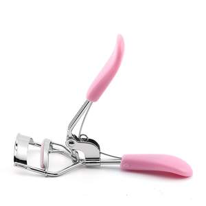 Recourbe-cils en acier inoxydable avec poignée rose, outil manuel de recourbement des cils, accessoire de maquillage réutilisable, poignée ergonomique, portable - Product Image 1