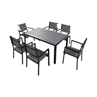 Ensemble de table à manger d'extérieur en aluminium avec 6 chaises imperméables pour jardin, patio, balcon, terrasse ou arrière-cour pour hôtels