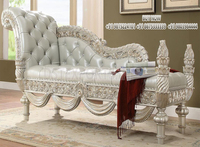Ensemble de meubles de chambre à coucher de luxe en teck sculpté, design époustouflant couronne argentée, style moderne, taille personnalisée, sur mesure