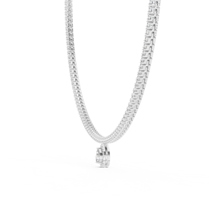 Chaîne tennis tendance en or blanc 18 carats plaqué rhodium avec pendentif poire orné de diamants de laboratoire taillés de 4,5 carats, certifiée unisexe pour les soirées - Product Image 2