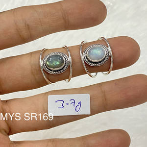 Bague vintage style Art Déco en argent sterling 925 avec pierre de lune ovale pour femmes OEM - Product Image 1