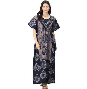 Caftan/<b>Kaftan</b> <b>Indian</b> Combo 2 Cotton Battik <b>Kaftan</b> Nighty Cotton Floral Print Caftan Maxi Night Dress Gown Nighty Dori at Waist - Product Image 1