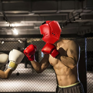 Protector de Cabeza de Boxeo de Cuero PU Rojo, Equipo de Protección para Adultos Unisex, Equipo de Entrenamiento Deportivo - Product Image 3