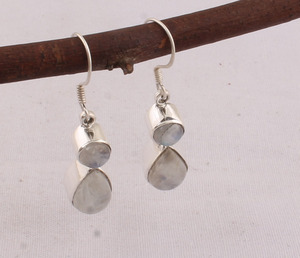 Natural Rainbow Moonstone <b>Earrings</b> 925 <b>Silver</b> Handmade Jewelry Manufacturer Blue Fire Moonstone Cabochon <b>Earrings</b> Bulk Wholesale - Product Image 6