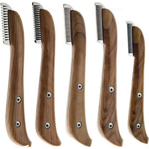 มีดโกนขนสุนัขแบบขายส่ง ด้ามไม้สไตล์คลาสสิก อุปกรณ์กำจัดขนสัตว์เลี้ยง หวีโลหะสำหรับตัดขนสุนัข - Product Image 1