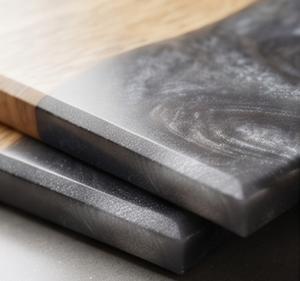 <b>Square</b> <b>Black</b> Resin And Walnut Wood Coasters Perfect For Home Hotel <b>Coffee</b> Tea Wine Tableware Accessory And Elegant Dining - Product Image 2