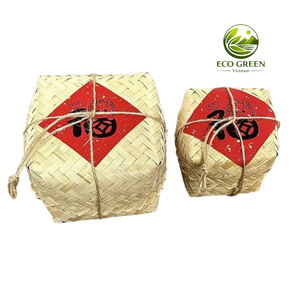 Small Bamboo Gift Box Eco Friendly Handwoven <b>Basket</b> with Lid for Corporate Event Gift Campaign Employee Welcome Kit - Product Image 2